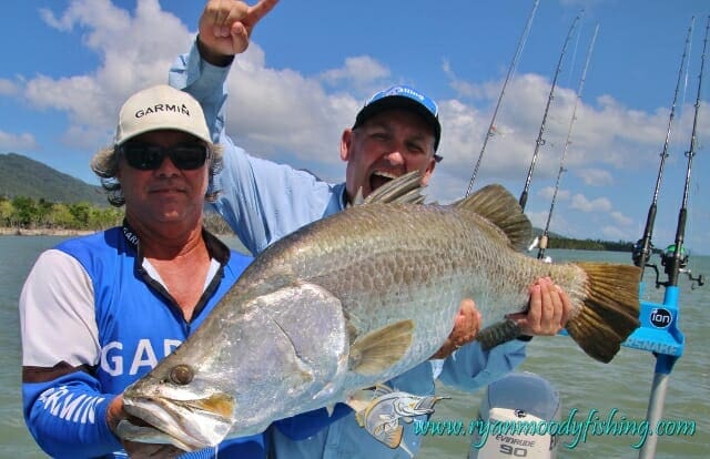 Happy angler catches metre plus baramundi