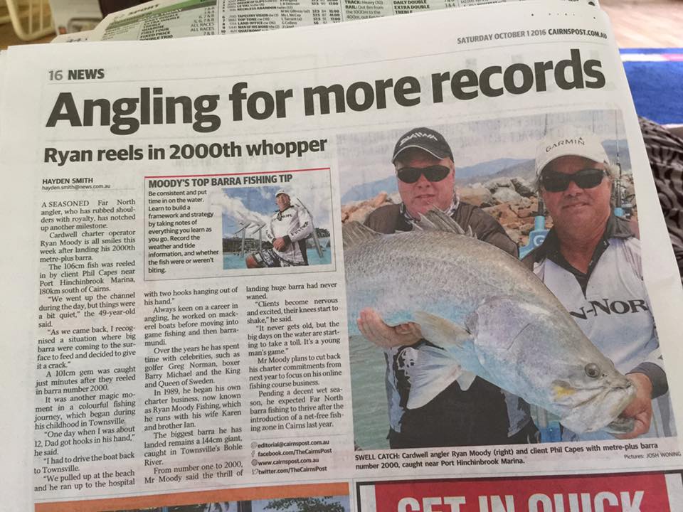 Ryan Moody catches 2000 metre plus barramundi