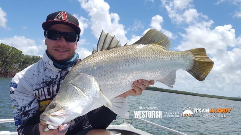 Ben Gilbertson catches big barramundi in Rockhampton_