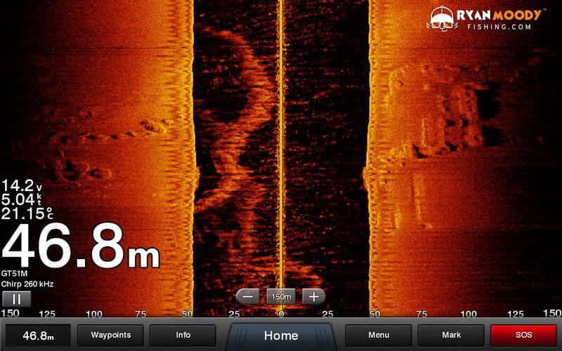 Isolated rocks found in 46.8 m of water.