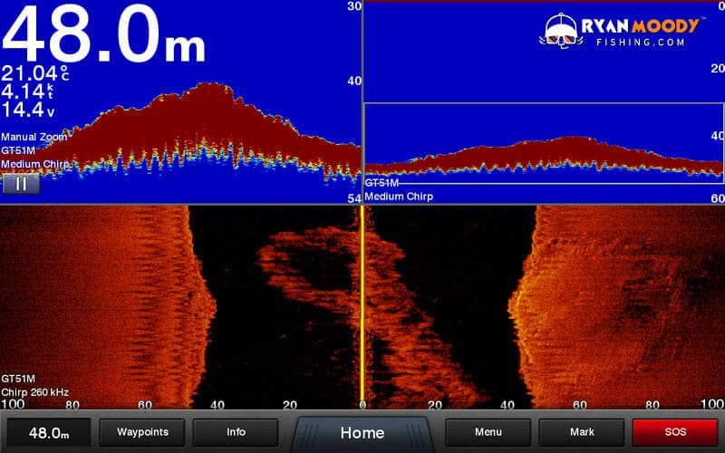 Garmin marine fish finder. Sounder shots showing fish