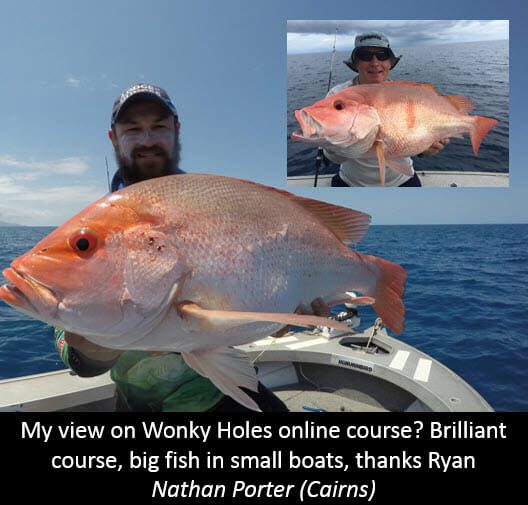 Big fish in small boats fishing Wonky Holes for large mouth nannygai