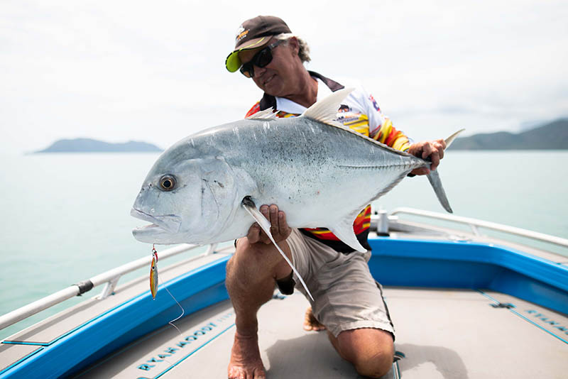 Slow pitch jigging while fishing FNQ resulted in this nice GT (giant trevally)