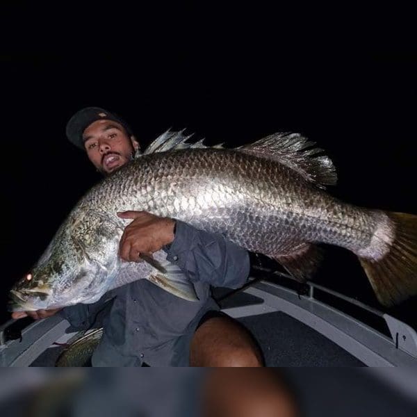 Harley Saron with his 129cm barra