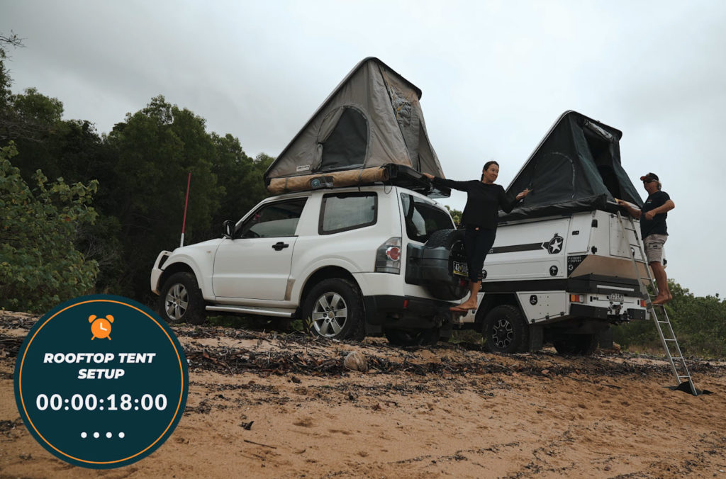 Erecting a roof top tent