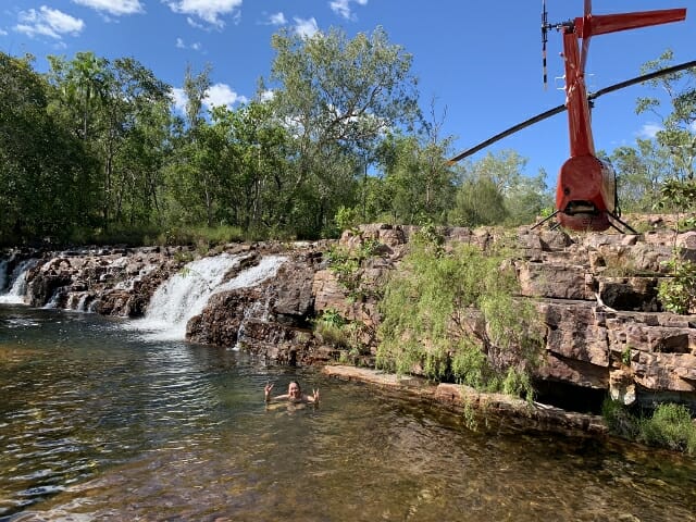 Access private waterfalls while fishing in Darwin with helifish