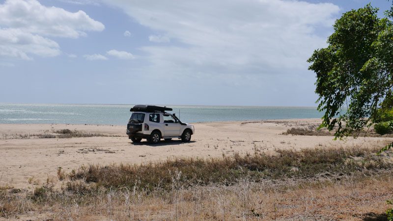 4 wheel drive car on the beach at Cape Melville