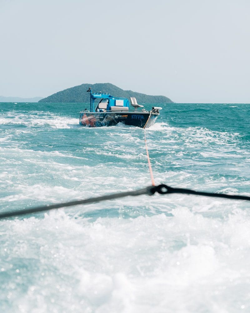 Tender in tow as we cruise the Queensland coast