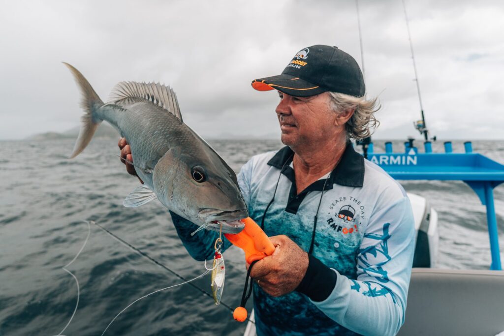 Green jobfish caught on Levitator jig