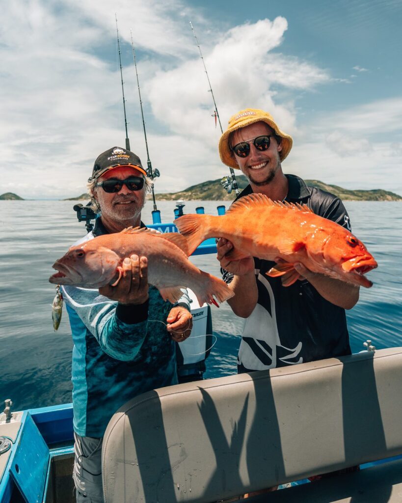 Living on a boat means eating fresh fish for dinner.