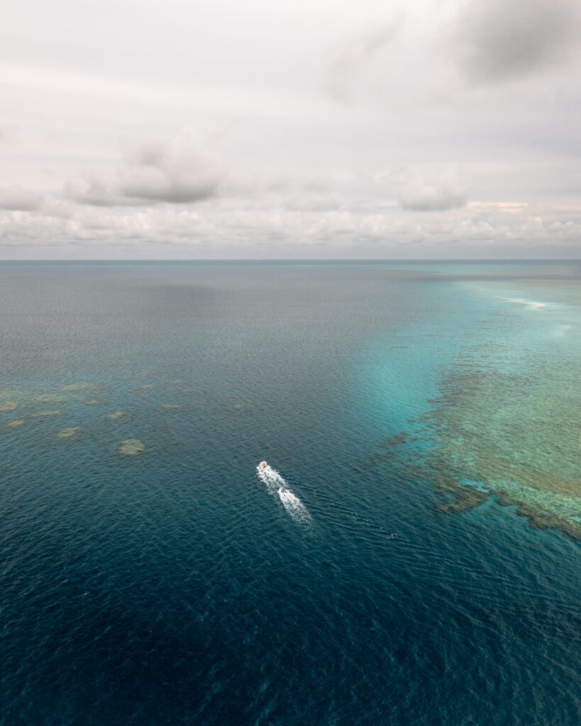 Drone shot of snorkel location on the reef