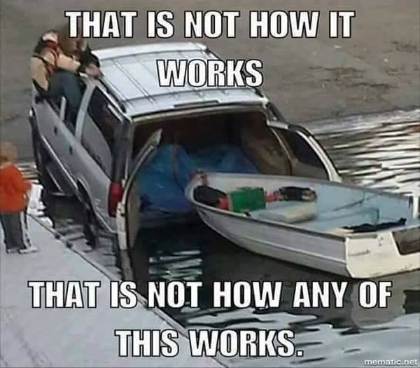 car swamped at boat ramp